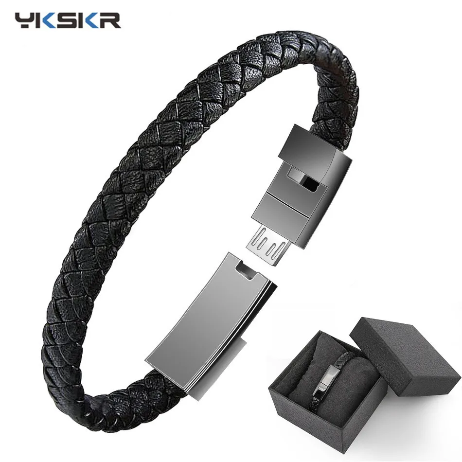 

Hot Real Leather Mini Micro USB Bracelet Charger Data Charging Cable Sync Cord For iPhone 6 6s 7 Plus Android Type-C Phone Cable