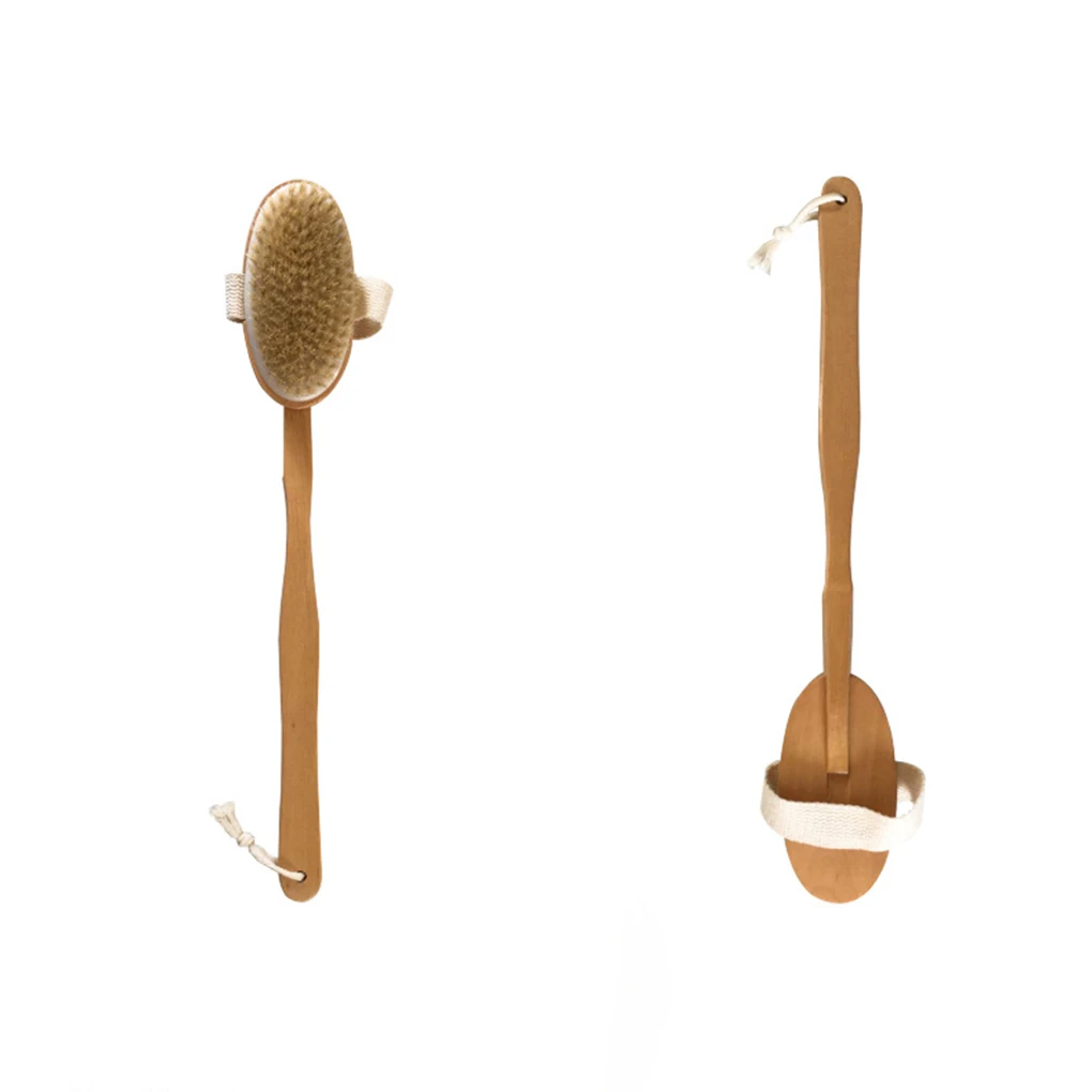 

Shower Brush Wooden Handle Bath Body Scrubber Bathing Back Cleaning Massager Home Massage Tool