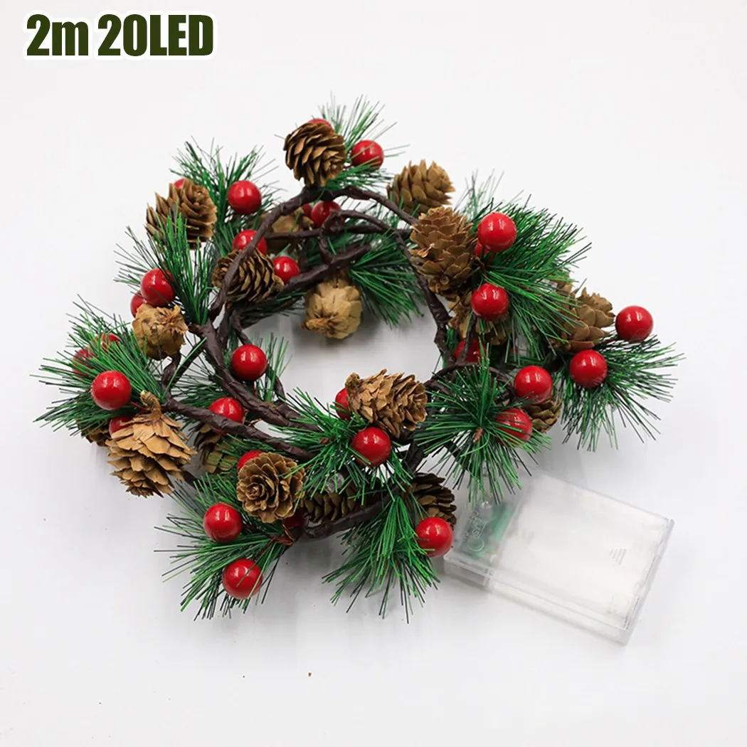 

LED String Light Christmas Pine Cones Branch Garland Christmas Tree Light Home Decor Wedding Artificial Plants