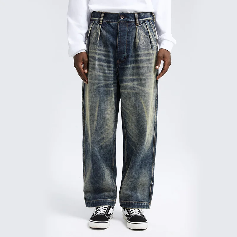 

JRS Original Design Retro Jeans Denim Trousers Loose Casual Trousers Dark Blue Sports Trousers Dropshipping