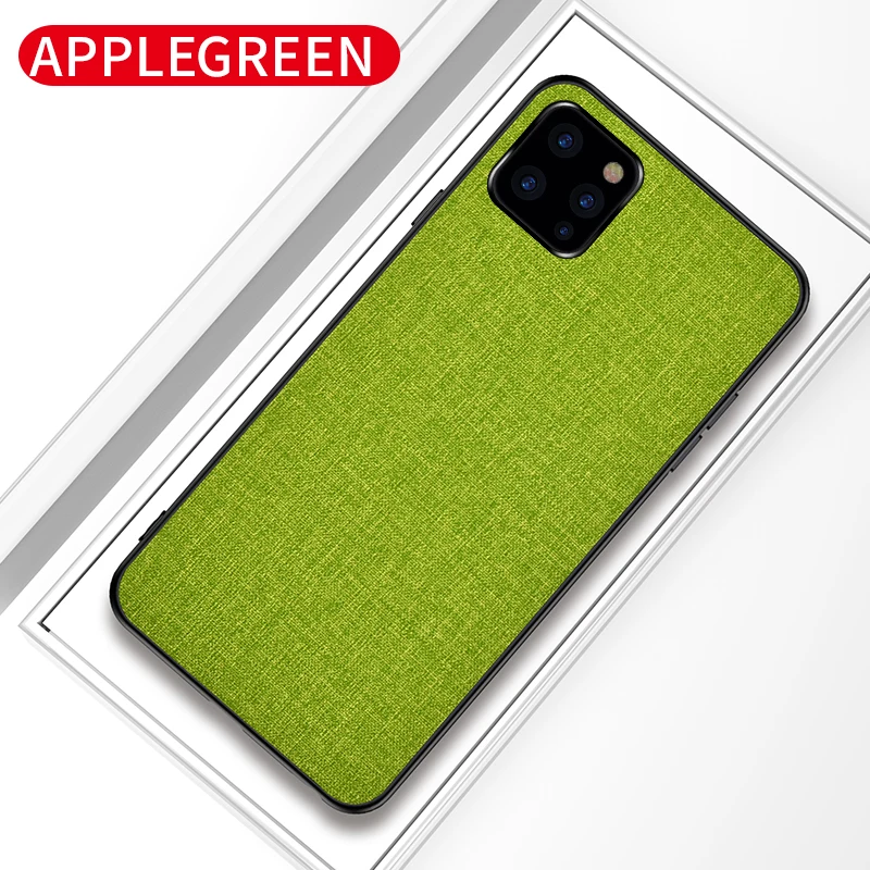 Чехол для Apple iphone 11, роскошный мягкий силиконовый край, тканевая задняя крышка, защитный чехол для iphone 11 Pro Max iphone 11 11Pro - Цвет: green