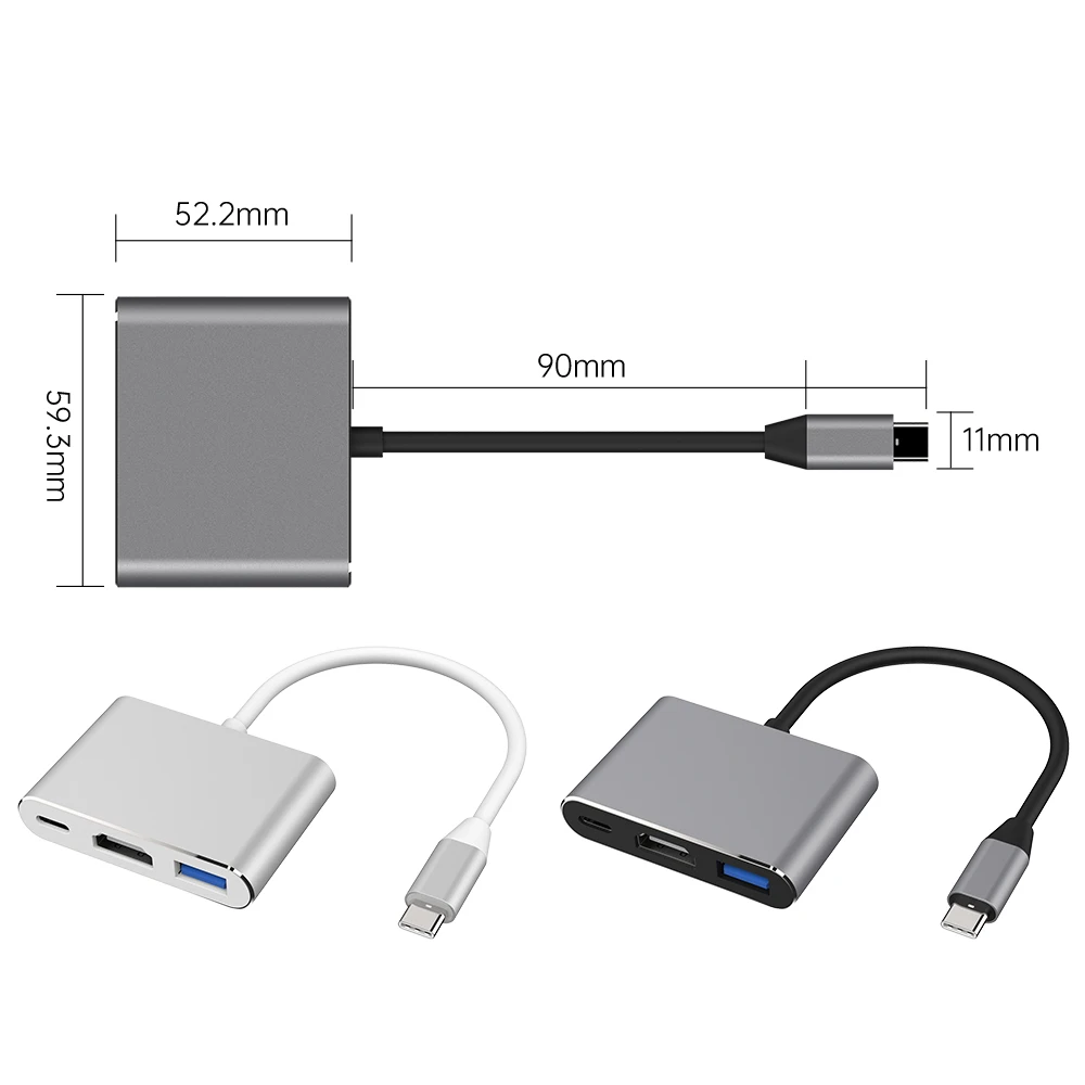 USB C к HDMI 3 в 1 Usb кабель конвертер для Samsung Huawei iPad Mac НС типа на 4K адаптера|Кабели USB| |