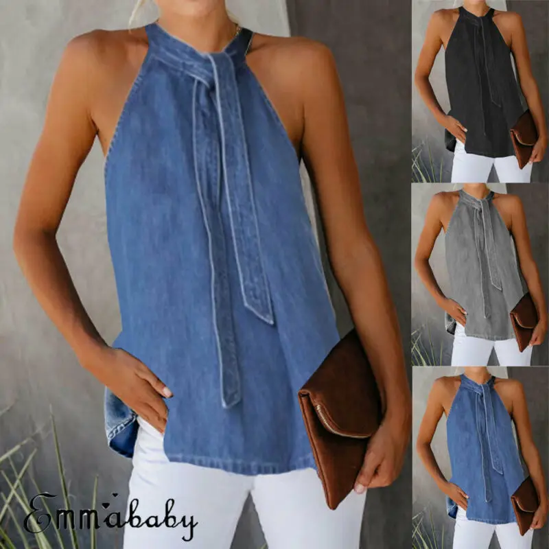 Новинка 2019 лидер продаж женские повседневные майки без рукавов жилет Холтер