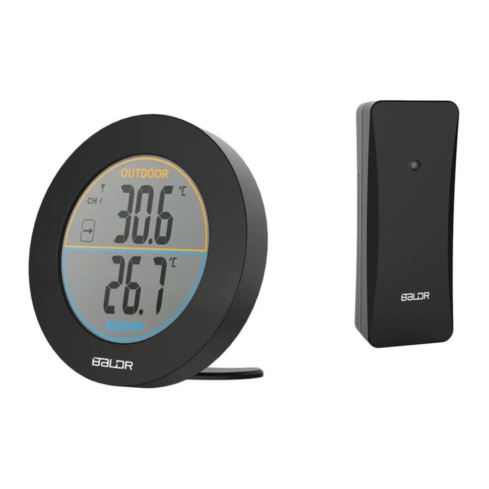 Baldr термометр круглой формы беспроводной настольный Крытый открытый ЖК-дисплей Метеостанция цифровой настенный датчик температуры