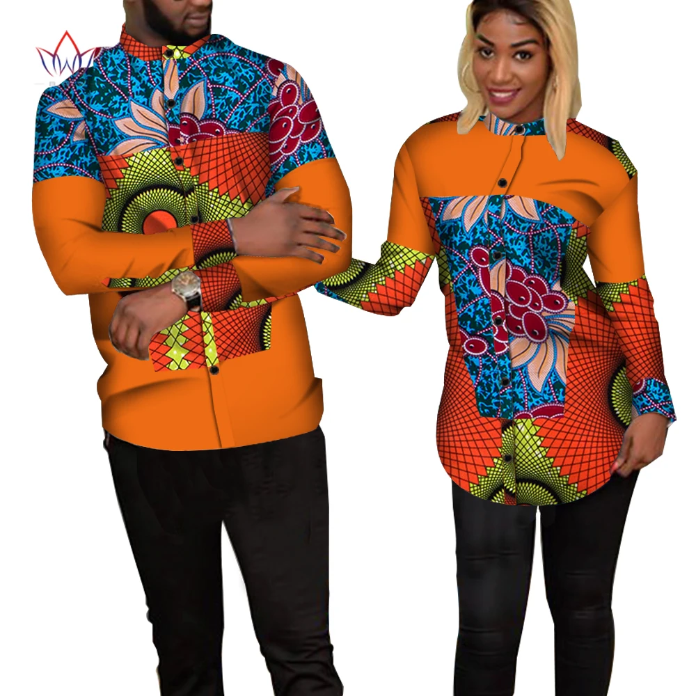 Bazin Riche одежда для пар Женская и Мужская Лоскутная рубашка с принтом африканская
