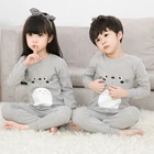 Осенне-зимние пижамные костюмы с мультяшным Тоторо для маленьких девочек домашняя одежда для подростков мальчиков малышей детей мягкие комплекты одежды для 2-14 лет