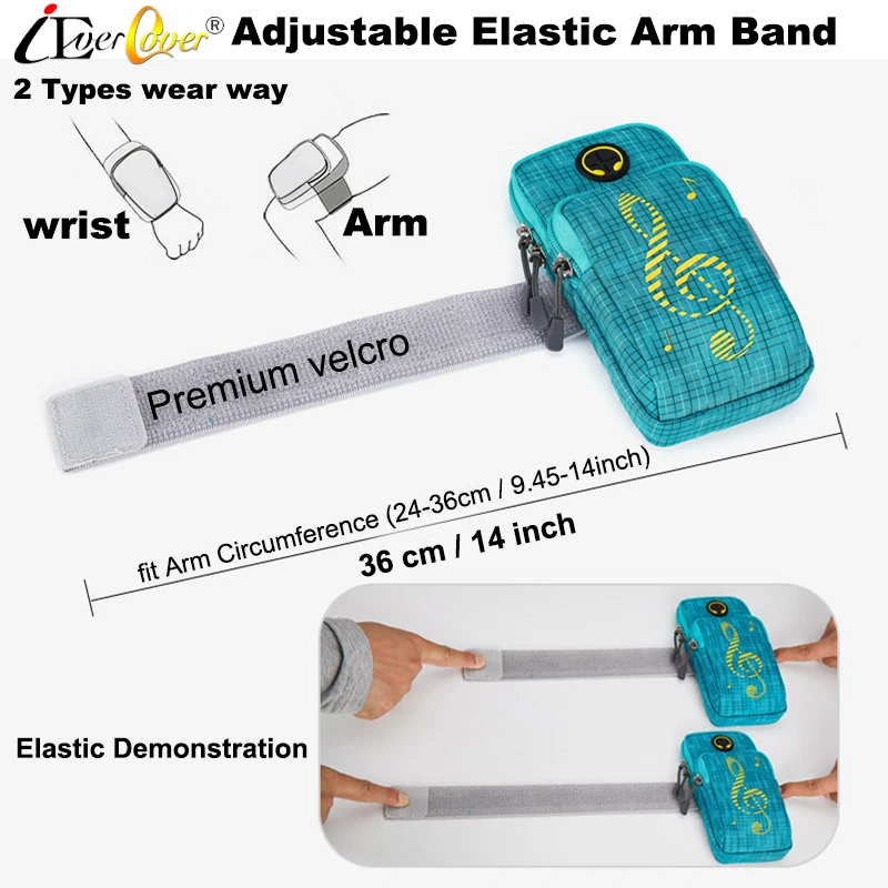 Двойные карманы Беговая наручная Сумочка чехол для Xiaomi Mi Note 10 Pro / 9 5G Lite телефонов