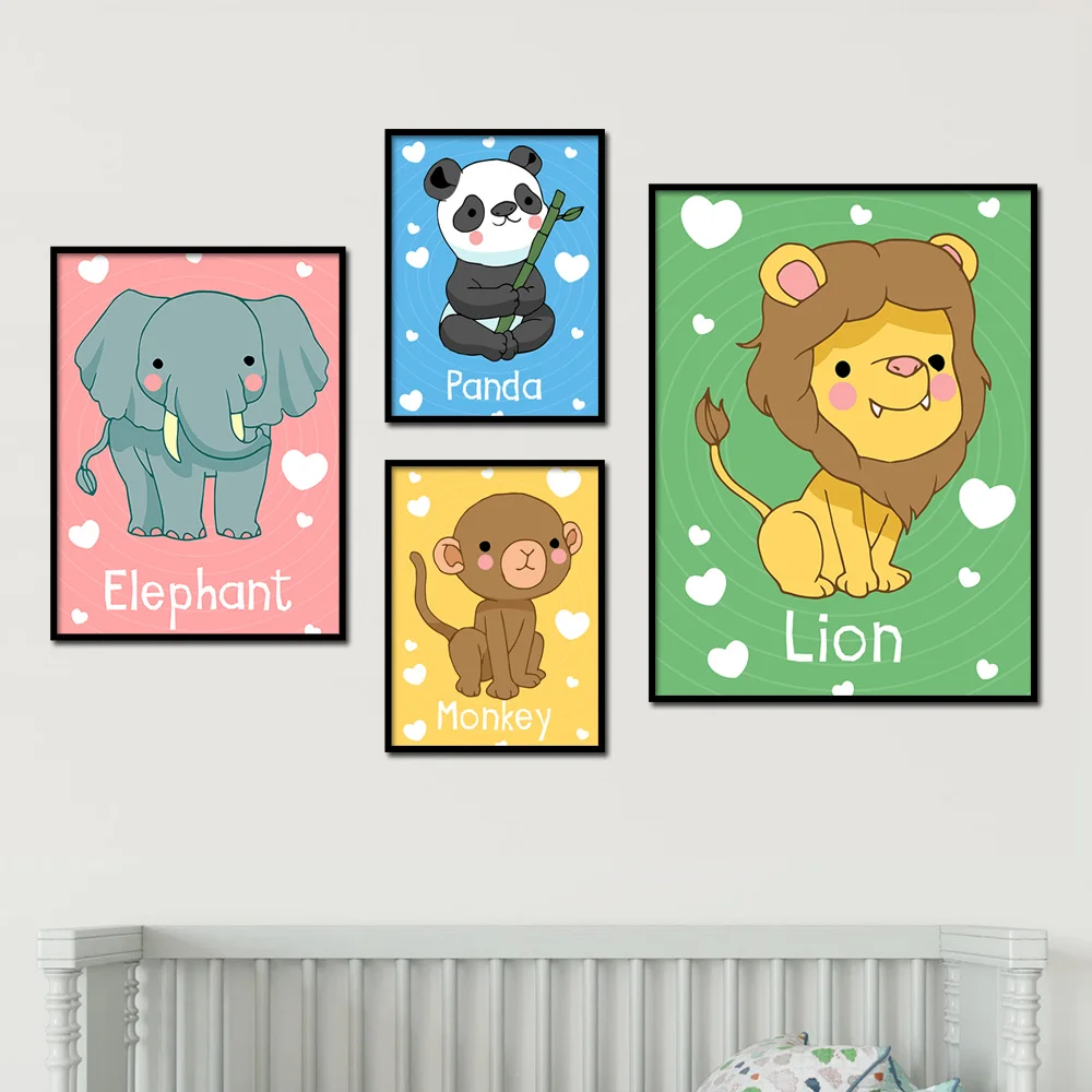 Дикие животные Лев Обезьяна панда слон плакаты на скандинавскую тему и