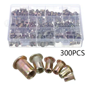 Набор заклепок алюминиевая заклепочная гайка M3 M4 M5 M6 M8, оцинкованная сталь, 300 шт.