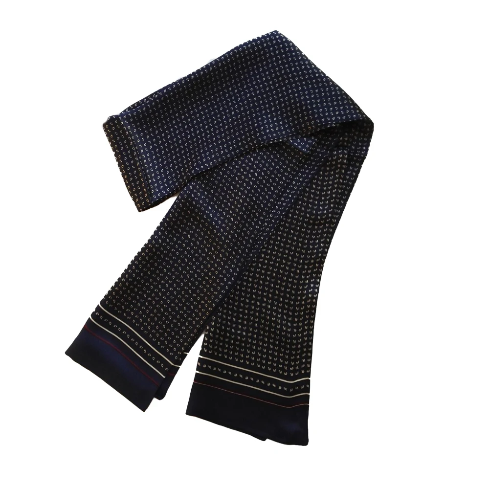 Элегантный мужской 100% шелковый шарф винтажный двухслойный шейный платок синий