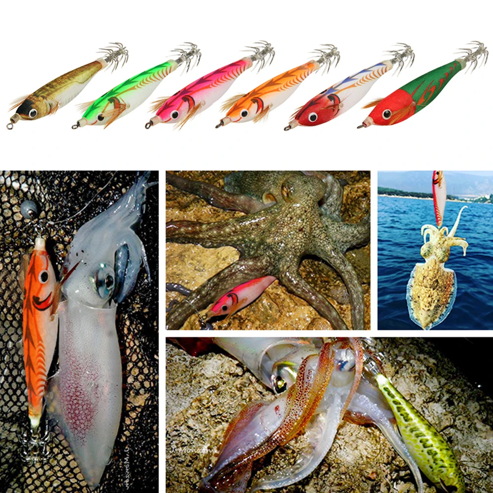 

Lure Octopus Fishing Squid Jig 75mm 9g Artificial Shrimps With Squid Hook Jigging Sea Lures Luminous Cuttlefish Octopus Baits