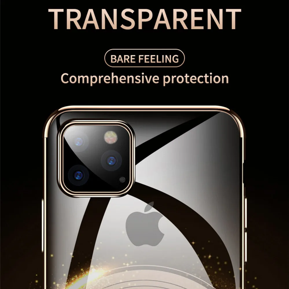 Ультратонкий чехол для iPhone 11 Pro Max 2019 XR XS X с покрытием Прозрачный мягкий кремний