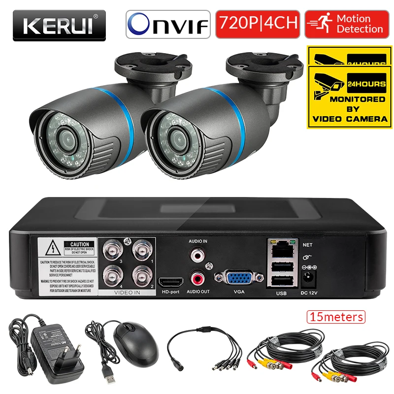 4CH CCTV камера wifi 720p 2 шт 1MP DVR Всепогодная уличная система безопасности День ночного видения Система видеонаблюдения DVR комплект
