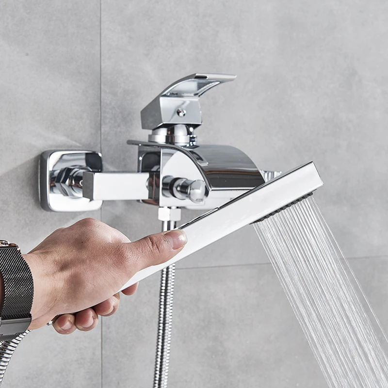 Uythner кран для ванной комнаты с Одной ручкой Водопад Носик Смеситель ручной душ