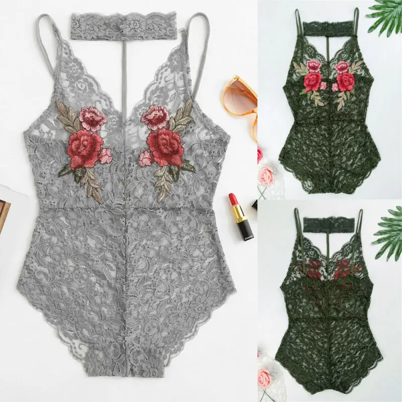 Хит продаж женское Сексуальное Кружевное Белье для сна с цветочным рисунком