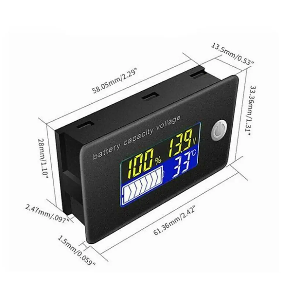 

Digital Battery Indicator Battery Capacity Indicator Lithium Lead Motorcycle Tool LiFePO4 DC 10V-100V Voltmeter Voltage Car F3I6