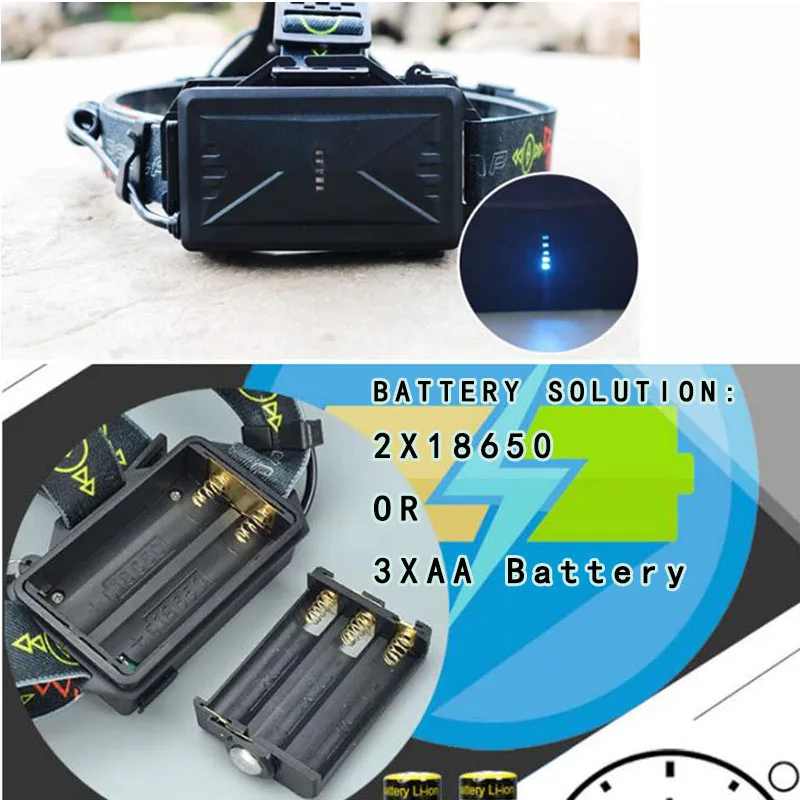 

2 Cob T6 AA 18650 USB