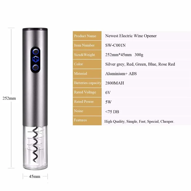 

Automatic Bottle Opener Electric Red Wine Openers Stopper Wine Corkscrew Foil Cutter Cork Out Tool Kitchen Accessories Gadgets