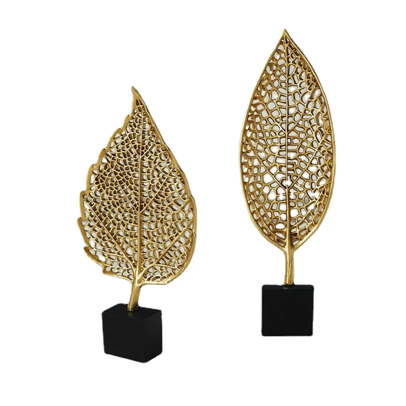 

Creativity Modern Sculpture Figurine Gold Plant Ornament Office Home Desk Decoration Accessories Living Room Resin Craft Gift