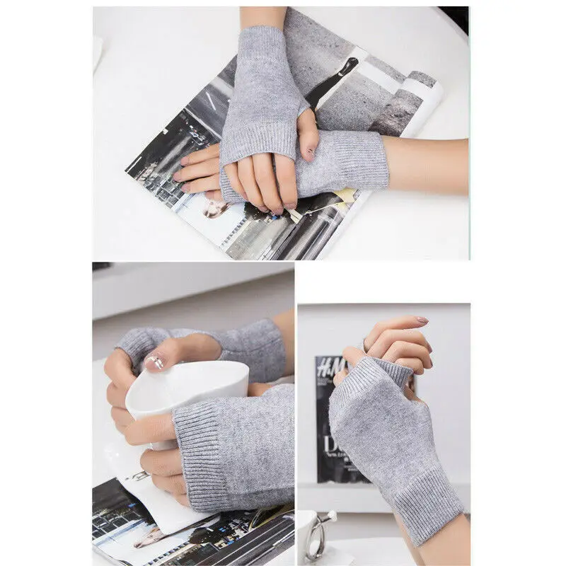 

Fashion 1 Pair Women Fingerless Warm Winter Gloves Hand Wrist Warmer Mittens 4 Colors