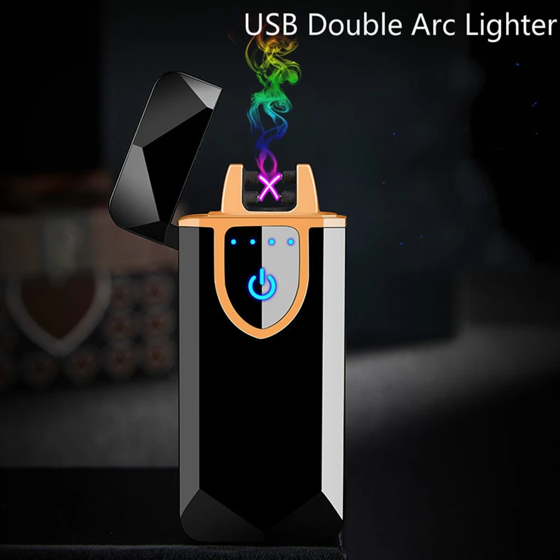 2019 отпечатков пальцев двойной дуги плазменная Зажигалка USB ветрозащитные