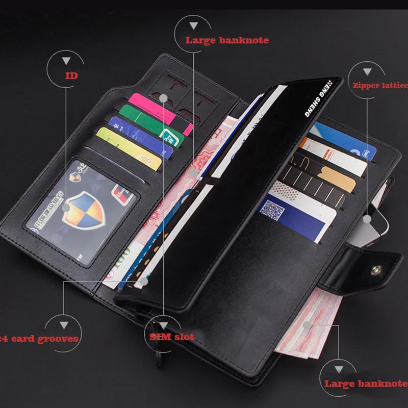 

Men's wallets long solid color zipper buckle clutch bag tri-fold wallet multifunctional casual clutchBag men's mobilePhoneWallet