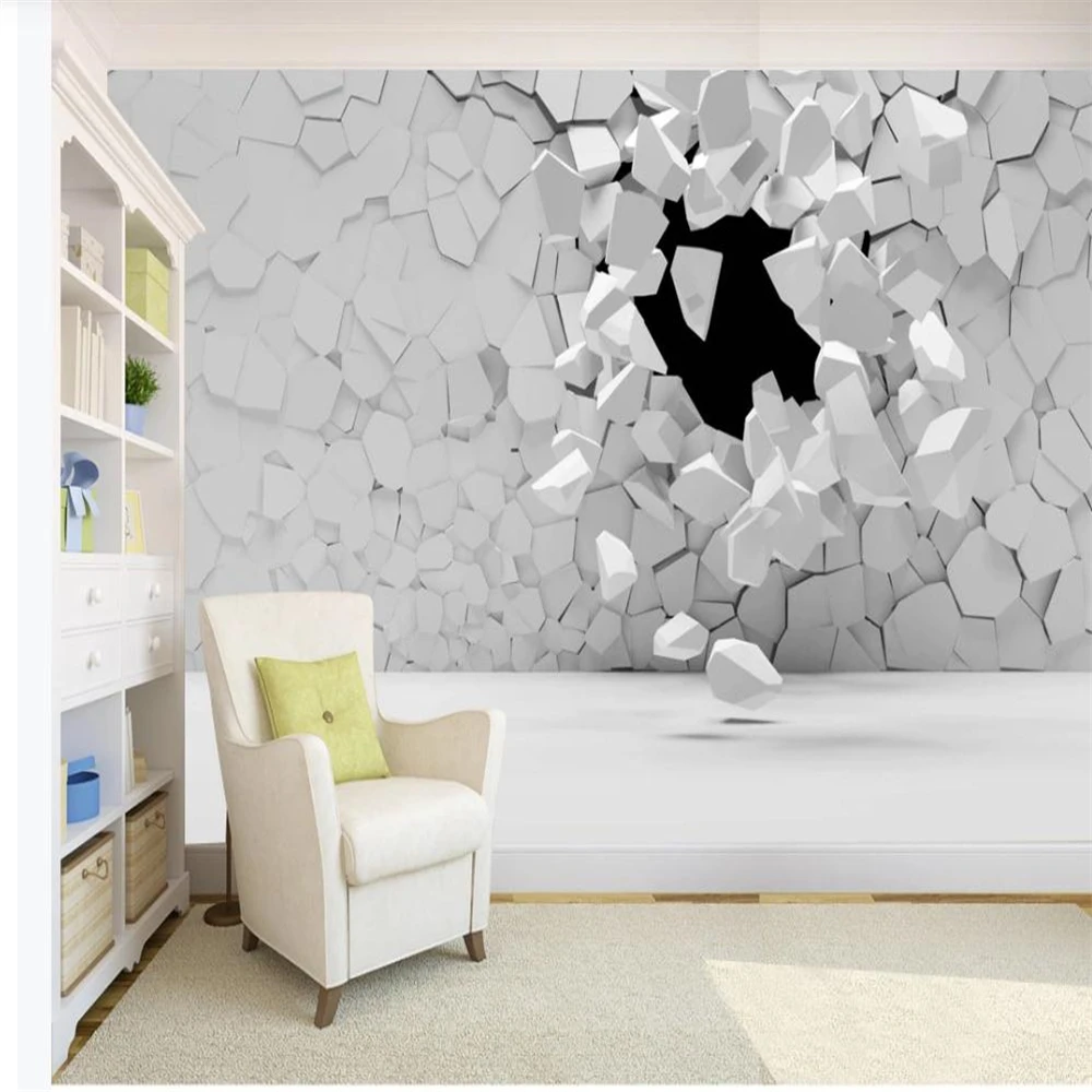 

Photo brick wallpapers Three-dimensional 3d extended space broken wall wallpaper large background wall mural