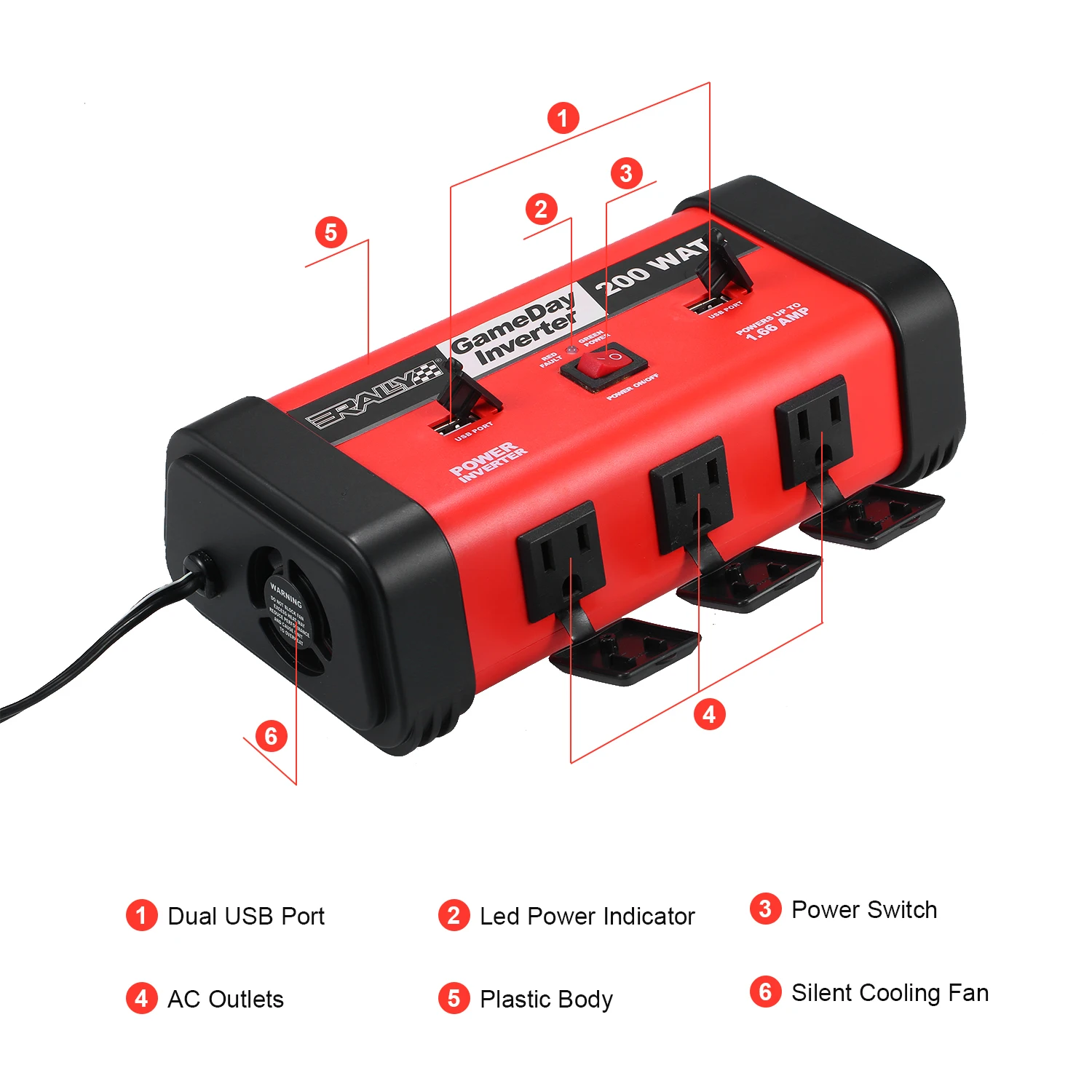 Автомобильный преобразователь напряжения 200 Вт постоянный ток 12 В до 110
