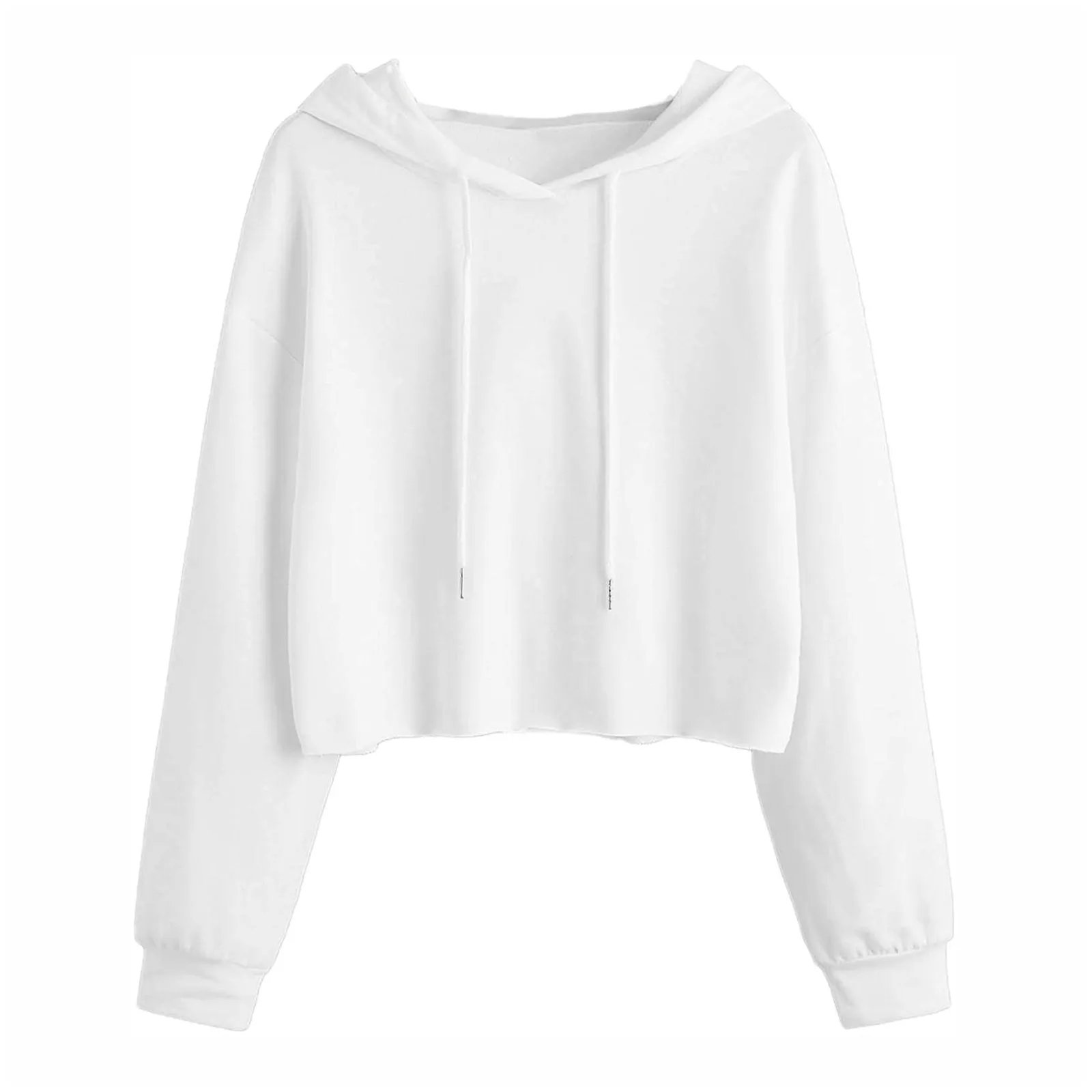 2021 Vintage High Quality Hoodies Women Long Sleeve Drawstring Short Sweatshirt Crop Top Hoodie Pullover Mulheres Sweetshirts