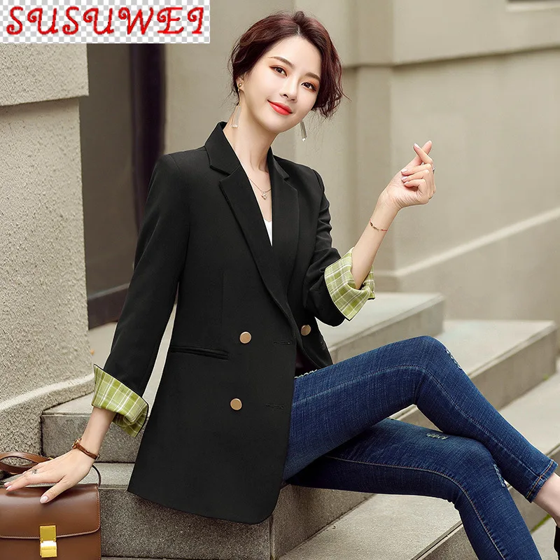 

Модный женский однотонный Блейзер, новинка 2021, осенне-зимние женские высококачественные куртки, элегантный женский офисный костюм