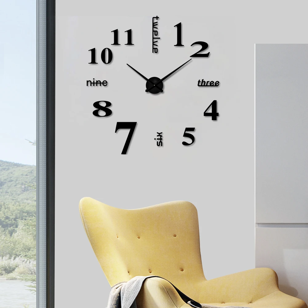 

New Design Clock Watch Wall Clocks Horloge 3d Diy Acrylic Mirror Stickers Silent Home Decor Living Room Quartz Needle 2021