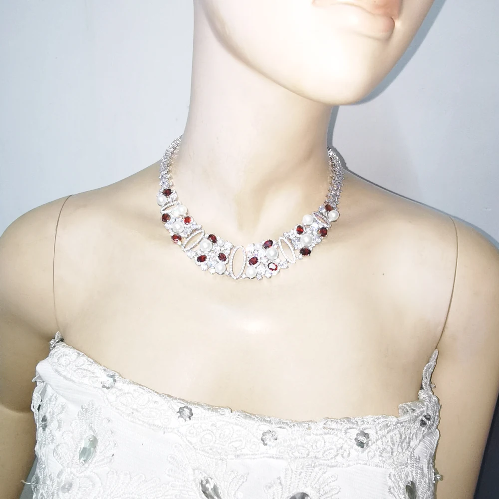 2020 New fashion luxury bohemia shell pear red CZ zircon necklace wedding banquet birthday dressing show jewelry free shipping | Украшения