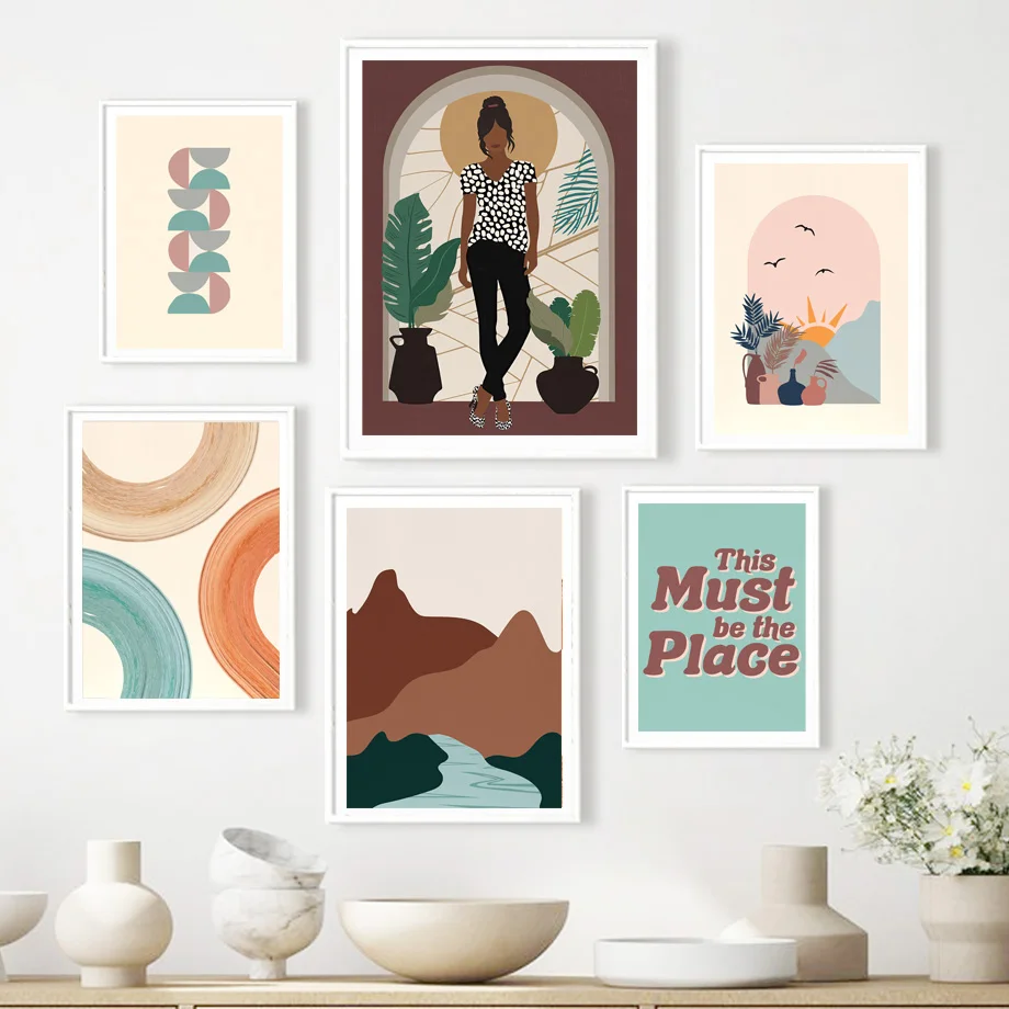 

Mountain River Girl Leaves Quotes Illustration Art Canvas Painting Nordic Posters And Prints Wall Pictures For Living Room Decor