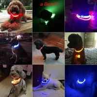 glowing led dog collar anti lost nylon light collar for dogs puppy at night cool pug dog supplies pet products accessories