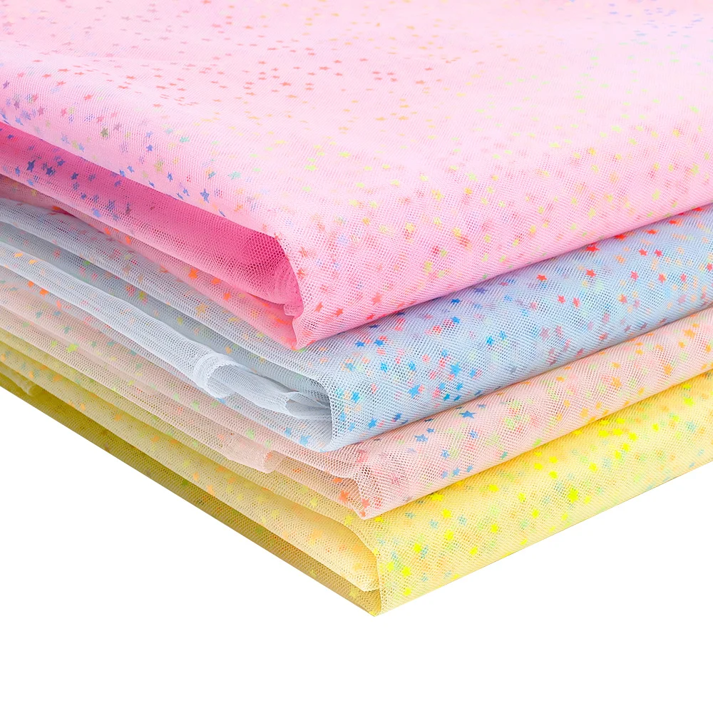 

Tulle Fabric By The Yard Colorful Stars Printed Cloth Sheet Gauze Fabric For Sewing Dress Making Home Textile 90*150cm 1pc