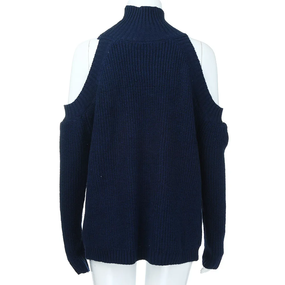 Pull Femme Hiver Dames женский модный однотонный топ с длинными рукавами вязаный свитер с воротником под горло блузка без бретелек Robe Femme Hiver