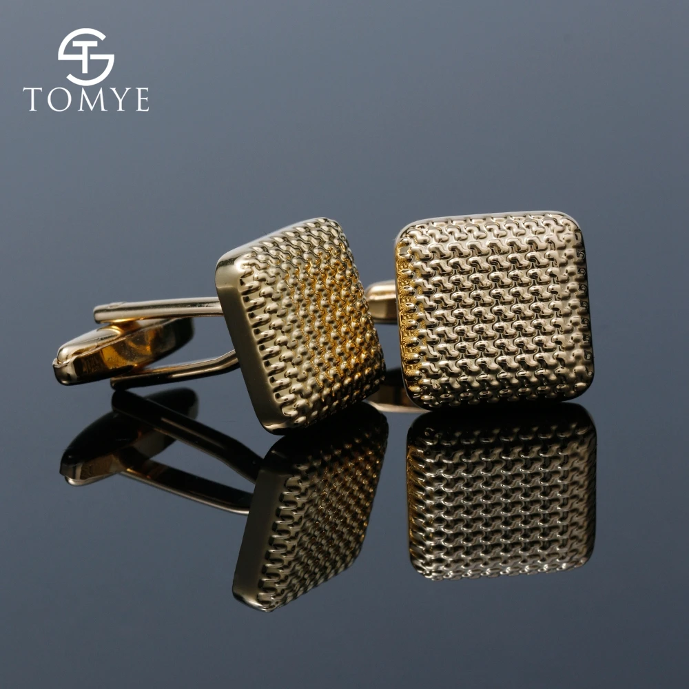 Мужские запонки высокого качества TOMYE золотистые розовые серебристые для
