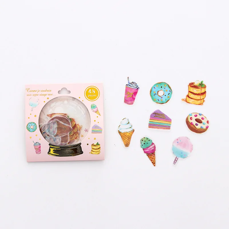 

48pcs /Pack Hot Stamping Donuts & Candy Decorative Stickers DIY Stick Label Diary Notebook Decor