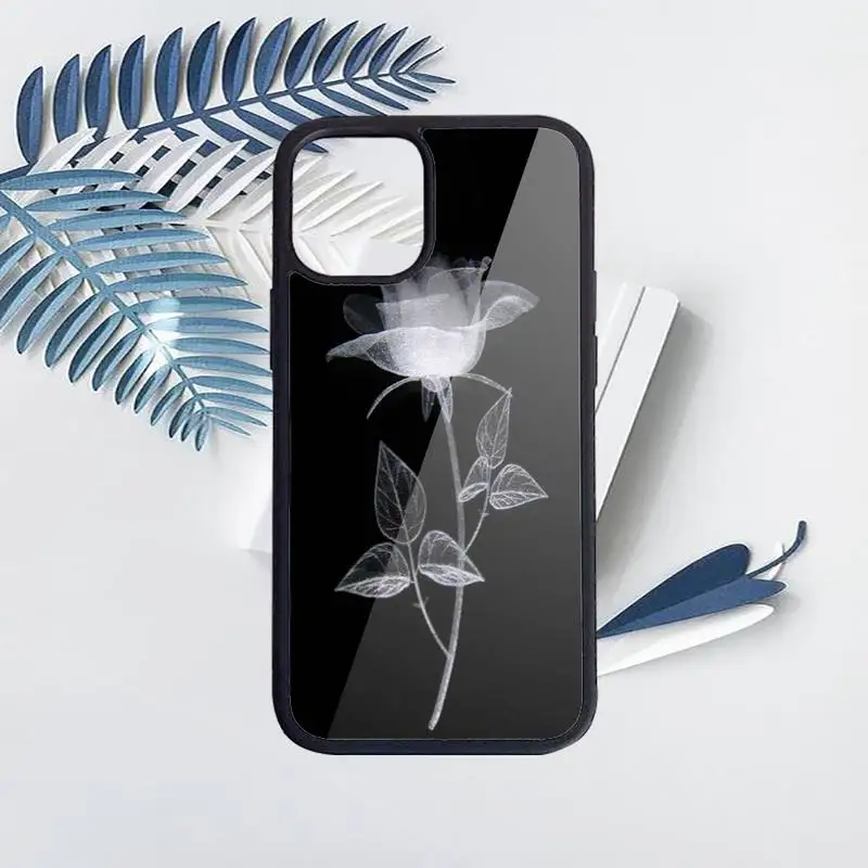 

White Rose Phone Case for iPhone 11 12 pro XS MAX 8 7 6 6S Plus X 5S SE 2020 XR Hard PC