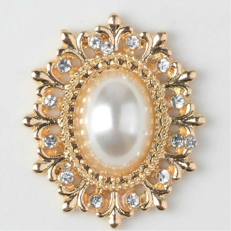 10 шт./лот овальные золотые металлические жемчужные стразы с плоской задней