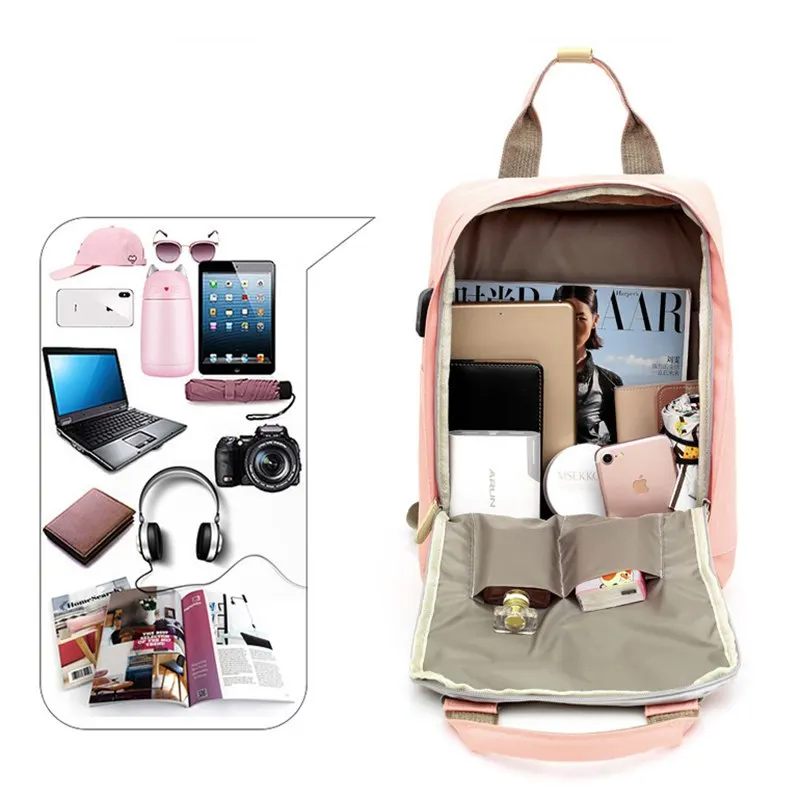 

New Women Backpack Waterproof Canvas Travel Backpack Laptop Rucksack Female Teenagers Girls Shoulder Bag Bagpack Female F-502