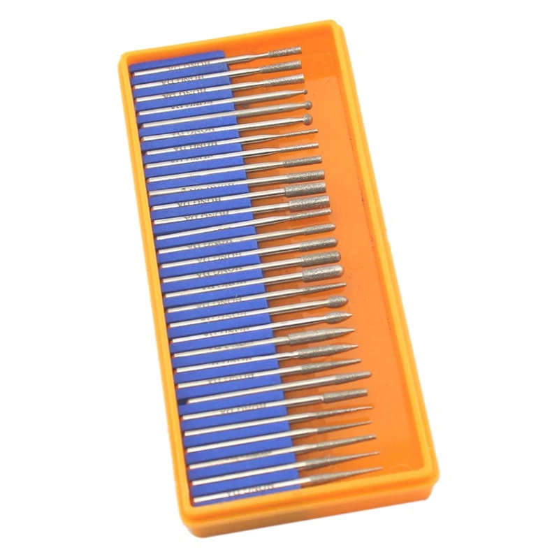 30 шт. набор алмазных шлифовальных головок с покрытием резьба Заусенцы Роторный