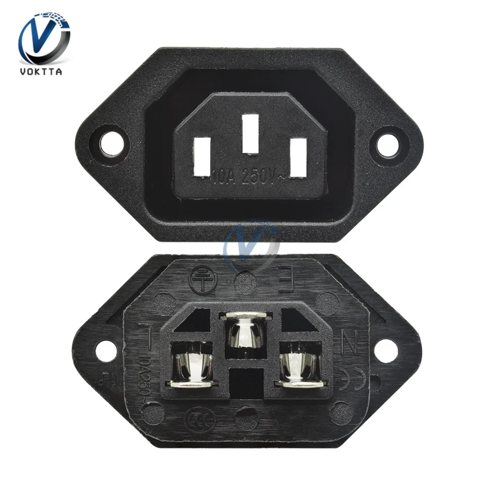 AC входной разъем питания прямой для кабеля с 10А предохранителем Розетка