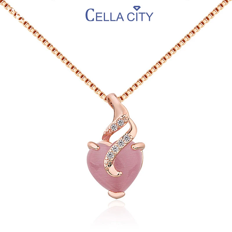 Cellacity Классическая Подвеска на ожерелье с сердечком форма драгоценные камни