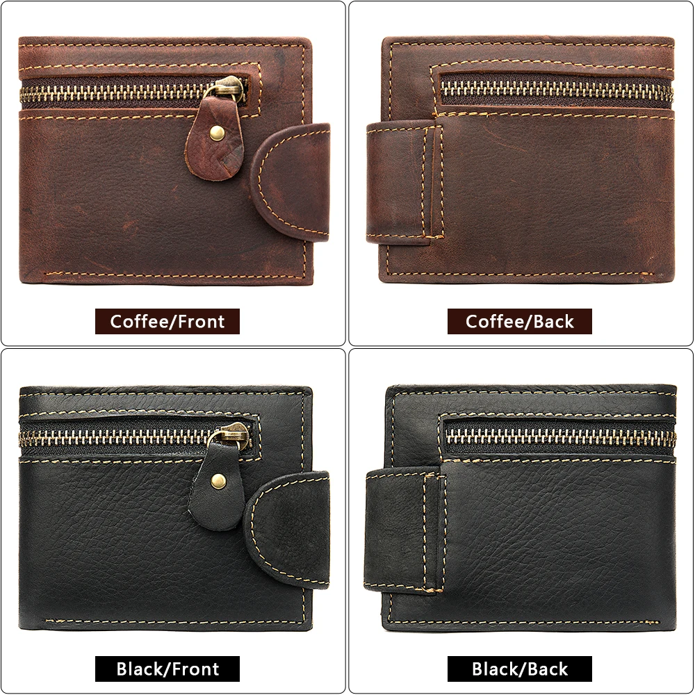 Кошелек мужской из натуральной кожи винтажный кожаный бумажник на молнии