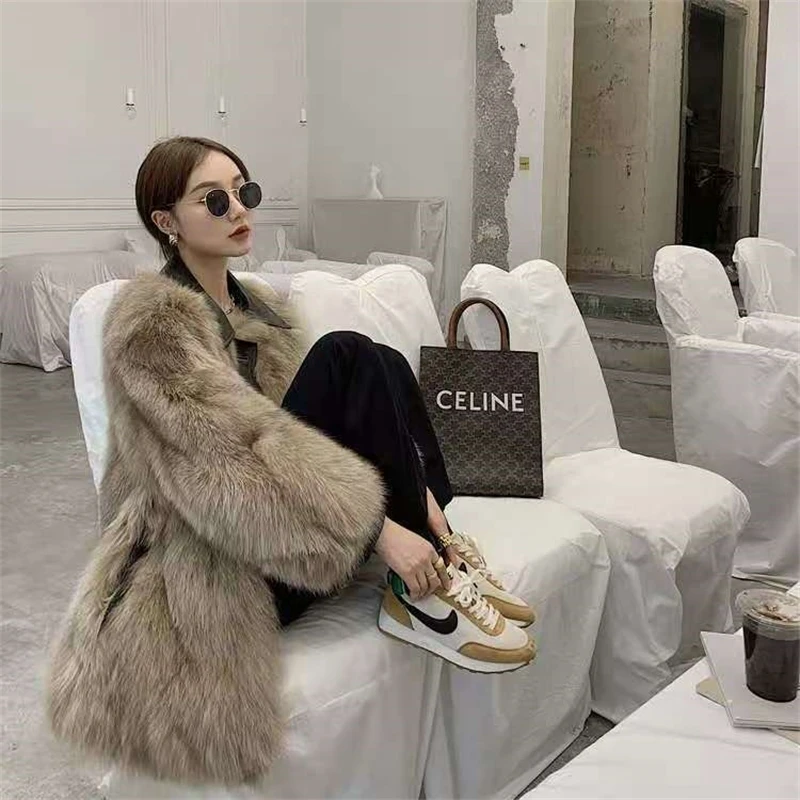 

YOSICIL New Luxury Vintage Faux Fur Coat Women Winter Warm Fur Coats Streetwear Plus Size Fluffy Faux Fur Jacket bontjas dames