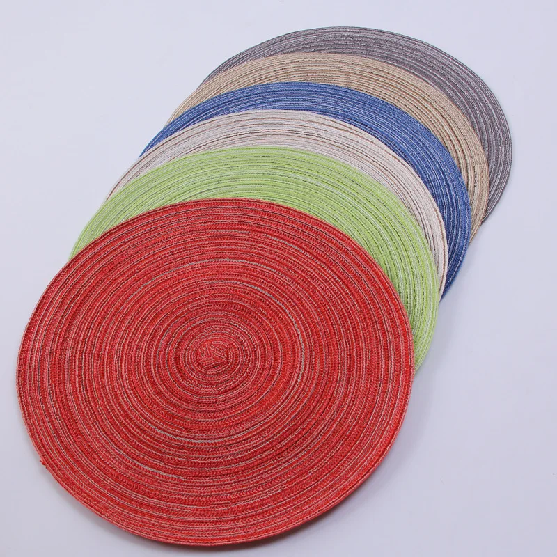 

4pcs PP Table Mats Round Weave Placemats for Kitchen Table Cups Pads Coaster Non-Slip Heat Resistant Tableware Pads Place Mats
