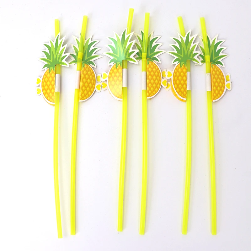 Одноразовые 10 шт 3D тропические фрукты ананас соломенные пляжные вечерние