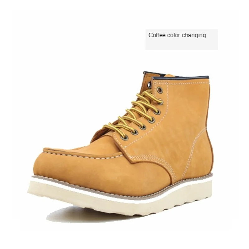 Новинка Модные мужские ботинки Рабочие мотоциклетные с красными крыльями