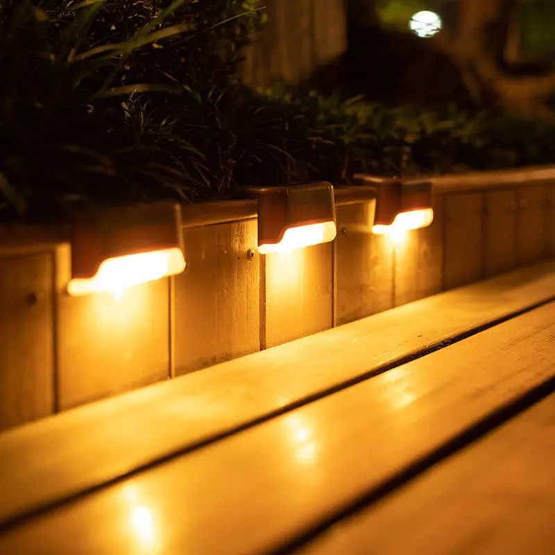 

1/2/4/8pcs LED Solar Lamp Path Stair Outdoor Waterproof Wall Light Garden Landscape Step Deck Lights Balcony Fence Solar Lights